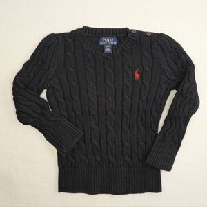 Polo Ralph Lauren Little Boys Cable Knit 100% Cotton Sweater Black 2T